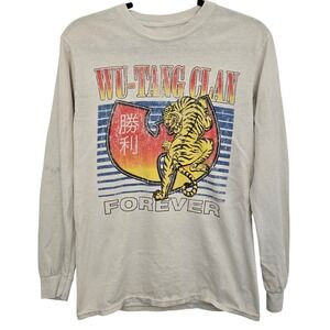 Wu-Tang Clan Forever T Shirt Mens S Cream Long Sleeve Tiger Graphic Hip Hop